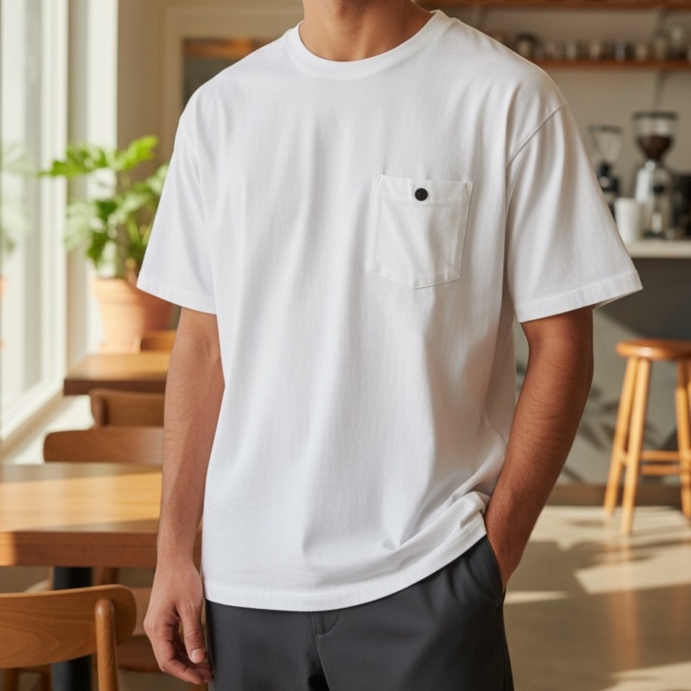 Bella Canvas White Short Sleeve Tee with Pocket
